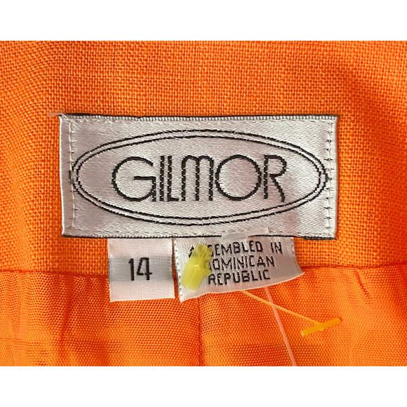 Vintage 90s Gilmor Sz 14 Boxy Suit Jacket Blazer Graphic Print Insert Orange New - Picture 9 of 11